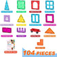 Magnetic Tiles,104PCS Magnetic Building Tiles for Kids, Educational Magnetic Stacking Blocks, Magnets Construction Toys, Christmas Toy Gift for Toddlers,Kids Boys and Girls 3 4 5 6 7 8 9+Year