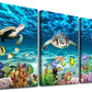 AHUASJART Canvas Wall Art for Living Room family Wall decor for Bedroom Bathroom Wall Decoration blue Ocean Sea Turtle Paintings Modern shark Pictures Artwork office Ready to Hang 12" x 16" 3 Piece
