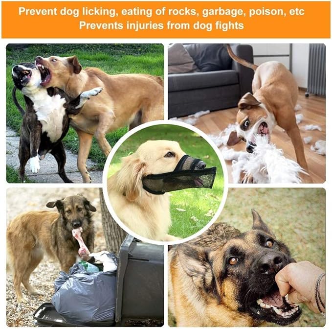 Crazy Felix Nylon Dog Muzzle for Small Medium Large Dogs Dachshund Beagle Poodle Labrador, Air Mesh Breathable and Drinkable Pet Mouth Guard for Anti-Biting Chewing Scavenging(S, Grey)