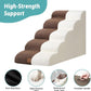Extra Wide Dog Stairs 19.7" Width, Large Pet Step for Small Medium Dog, Puppy or Cat, Ramp for High Bed or Car, High Density Foam Ladder, Stable, 5 Step, 19.7x33x22.4 inch, Brown