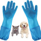 Dog Washing Gloves, Pet Grooming Gloves with Soft Brushes, Bathing and Massaging for Dogs and Cats, Silicone Heat Resistant Cleaning Gloves with High-Density Teeth (Blue)