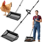 Chicken Poop Scooper & Rake 2-in-1, 304 Stainless Steel Shovel Head, Chicken Litter Scoop with Handle for Chicken Coop & Pet Waste Cleaning, Litter Sifting Shovel (35 to 65") US Patent Pending (Black)