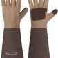 HANDLANDY Long Gardening Gloves for Men & Women, Cowhide Leather Rose Pruning Gloves- Breathable & Durable Gauntlet Glove (Medium, Brown)