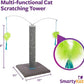 SmartyKat Scratch 'N Spin Carpet Cat Scratching Post with 2 Spinning Wand Toys, Plus 2 Replacement Wands - Gray & Blue
