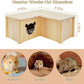 Fhiny Wooden Hamster House, Multi-Chamber Hamster Hideout & Tunnel Detachable Activity Room Exploring Toys Rats Habitat Decor for Dwarf Hamsters Gerbils Mice Lemmings (Small)