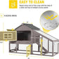 Aivituvin Chicken Coop Outdoor with Wheels, Mobile Hen House Wooden Poultry Cage with Run & Waterproof Roof (Grey with White)