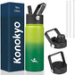 18 oz Insulated Water Bottle Stainless Steel Sport Bottles with 3 Lids,Bamboo Grove