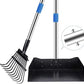 QiMH Upgraded Dog Pooper Scooper Extra Large, Adjustable Long Handle Stainless Metal Pet Poop Tray and Rake Set for Large Medium Small Dogs, Dog Waste Removal Bin Rake, Great for Grass, Street, Gravel