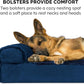 Furhaven Cooling Gel Dog Bed for Large Dogs w/ Removable Bolsters & Washable Cover, For Dogs Up to 125 lbs - Plush & Velvet L Shaped Chaise - Deep Sapphire, Jumbo Plus/XXL