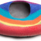Woolygon Premium Felt Cat Cave Bed – Wool Kitty Beds Handcrafted Kitten Caves Bed for Indoor Cats - Made from 100% Eco-Friendly Merino Wool, Foldable Cat Hidewawy Covered Cat House Pod (Rainbow Twist)