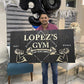 Tailored Canvases Personalized Gym Sign Wall Art Decor - Motivational Canvas for Home Gym, Workout Room, Garage, Fitness Center - Workout Inspirational Posters - Gym Name on Wooden Background, 36x12in