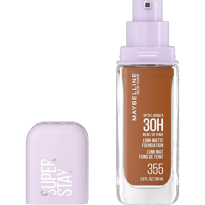 Maybelline Super Stay Lumi-Matte Foundation, Lightweight and Buildable Full Coverage Foundation Makeup For Up To 30HR Wear, 355, 1 Count