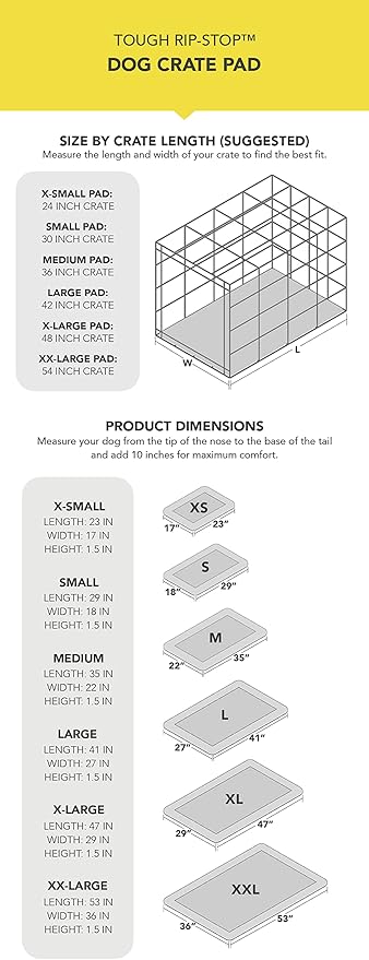 K9 Ballistics Tough Ripstop Dog Crate Pad - Durable & Machine Washable with Non-Skid Bottom and 120-Day Warranty, Fits 24" Wire Crates - X-Small, Obsidian Black