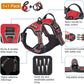 No Pull Dog Harness Adjustable Reflective Oxford Easy Control Medium Large Dog Harness with A Free Heavy Duty 5ft Dog Leash (M (Neck: 14.5"-20.5", Chest: 22"-28"), Red Harness+Leash)