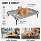 Veehoo Cooling Elevated Dog Bed, Raised Pet Cot with Guardrail & Slope Headrest, Durable Breathable Teslin Mesh, Non-Slip Feet, Washable Dog Couch Bed for Indoor & Outdoor, Medium 39.5" x 28", Gray
