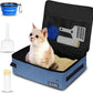 Petskd Portable Cat Travel Litter Box with Lid and 10 pcs Disposable Liner Bags, Leak-Proof and Collapsible, Cat Travel Essentials for Car, Hotel, Airplane and Other Outdoor Use(Blue)
