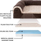 Furhaven Cooling Gel Dog Bed for Large Dogs w/ Removable Bolsters & Washable Cover, For Dogs Up to 125 lbs - Two-Tone Plush Faux Fur & Suede L Shaped Chaise - Espresso, Jumbo Plus/XXL