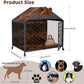 Heavy Duty Dog Crate Furniture for Large Breed - 39.4" Chew-Proof Kennel with Gable Roof, Double Door Escape-Proof Indoor Dog Cage, Rustic Brown