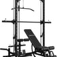 Mikolo Smith Machine Home Gym Power Cage (1:1 Ratio Strength Trainer) (Space Saving Design) (with 8 Free Attachments) Squat Rack for Full Body Training