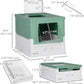 PawHut Fully Enclosed Litter Box with Scoop, Hooded Litter House with Drawer Tray, Foldable Smell Proof Cat Potty with Front Entry, Top Exit, Portable Pet Toilet with Large Space, Green