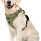 Funfox Dog Harness No Pull, Adjustable Pet Vest Harness, Super Soft Material with Vertical Handle Easy Control, Reflective Night Walking, 2 Leash Clips for Medium Sized Dogs, Army Green, M