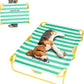 Dog Elevated Bed Foldable Portable Raised Bed Camping cot Outdoor Summer Dog Bed (Medium, GreenStripes-Oxford Fabric)
