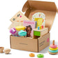 Tiny Land Montessori Toy Set for Babies 1 Year Old Thinker Play Kit- 5-in-1 Wooden Learning Toys with Peg Drop Box, Rocking Stacker, Egg Cup, Canister Set, and Crinkle Bag