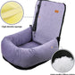 Dog Car Seat for Small Medium Dogs Up to 40lbs, Detachable Washable Soft Pet Booster Travel Bed for Front & Purple Seat with Safety Leash Belt