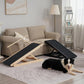 Dog Ramp for Bed Couch - Pet Steps Stairs to Get on Bed Couch 15.7"-23.6" High for Small or Large Dog Up to 200 lbs, Adjustable Wooden Dog Ramp Steps Foldable Portable, Anti-Slip Carpet (Brown)