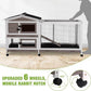 GUTINNEEN Rabbit Cage Indoor Bunny Hutch with Chew-Proof Ramp - 2 Story Guinea Pig Cages Outdoor with 6 Wheels, Leakproof Pull-Out Tray for Rabbits, Guinea Pigs (Brown)