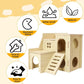 Tiny Hamster Maze Wood House with Slide House, Hamster Hideout Cage Accessories, for Dwarf Gerbils and Mouse Mice Rat Other Small Animals(Only Suitable for Hamsters)