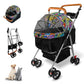 Pet Stroller with Storage Basket and Cup Holder, Folding Dog Jogger, Foldable Cat Stroller, 3 in 1 Puppy Kitten Cart, Pet Jogger for Medium Dog Cat (Magic Black)