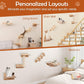 Tangkula Cat Wall Shelves, Wall Mounted 4pcs Kitten Furniture Set with Hammock, 2-Step Kitty Tree, Perch, Non-Slip Carpet Mat, Sisal Stairs & Scratching Posts, Wooden Cat Climber Steps (Natural)
