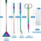 hygger 6-in-1 Long Aquarium Aquascaping Tools Kit, Color Stainless Steel Premium Aquatic Plant Tweezers Scissors Spatula Kit Comes with 1 Tool Holder and 1 Cleaning Cloth, for Fish Tank Starters