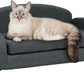 Paws & Purrs Cat Sofa Bed, Pet Couch for Indoor Cats Elevated Cat Beds with Removable Washable Mattress Cover for Kitten, Puppy or Small Animal- 31.5" Wide, Gray