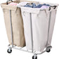 PLKOW Laundry Cart with Wheels 280L Large Laundry Sorter 2 Section for Commercial/Home, Rolling Laundry Cart with Steel Frame and Removable Bag, 8 Bushel, 32.3L x 19.7W x 31.5H Inch