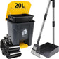 Dog Pooper Scooper, 20L Large Dog Poop Trash Can Outside with Removable Inner Bucket, Poop Trash Can for dog Outdoors with 90 Waste Bags, 37inch Long Handle Stainless Metal Tray & Rake