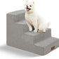 GGIB Non-Slip Pet Stairs for Small Dogs & Cats - 4-Step, Removable Washable Cover, Light Grey, 17" H