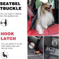 AUBELL Dog Seat Belt for Car,2 Pack Set 3-in-1 Adjustable Reflective Bungee Heavy Duty Dog Car Harness Tether with Clip Hook Latch & Buckle,Swivel Zinc Alloy Carabiner,Black+Black