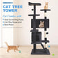 FDW Cat Tree 54in Cat Tower Multi-Level Durable Cat Scratching Post & Cozy Fun Cat Jumping Platform Space Saving Cat Condo Pet Play House for Indoor Cats,Dark Gray