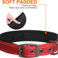 Fida Heavy Duty Dog Collar, Ultra Comfortable Soft Neoprene Padded, Adjustable Reflective Nylon Pet Collar with Durable Metal Belt Buckle for Medium Breeds (M, Red)