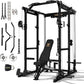 GXMMAT X6 Power Cage, 2200LB Multi-Function Power Rack with Independent Dual Aluminum Pulley System, Squat Rack for Home Gym Strength Training Equipment, Heavy-Duty Steel Construction