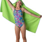 Flow Hydro Sport Towel - Microfiber Quick Dry Swimming Towels for Swim, Pool, Triathlon, and Other Water Sports in Medium, Large, Extra Large, and Hooded Sizes (Lime, Large w/Hood)