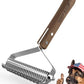 Extra Large 2-Sided Undercoat Rake for Dogs & Cats, Dog Brush for Shedding Remove Mats, Dematting Comb, Safe & Gentle Grooming Brush for German Shepherds Medium to Long-Haired Pets (Walnut Handle)