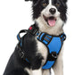 rabbitgoo Dog Harness Medium Sized, No Pull Dog Vest with 3 Buckles, Adjustable Soft Padded Pet Harness with Easy Control Handle and Reflective Strips, Blue, M