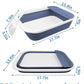 BNOSDM Collapsible Small Cat Litter Box for Kittens Open Potty Pan Foldable Cat Toilet with Scoop Senior Kitty Travel Shallow Litters Boxes Anti-Splash Waterproof Blue 17.7"×13.4"