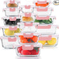 30 Pieces Glass Food Storage Containers Set, Meal Prep Containers Set with Snap Locking Lids, Airtight Glass lunch Containers, Microwave, Oven, Freezer & Dishwasher,Pink