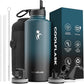 Coolflask Water Bottle 87 oz with Straw, 2/3 Gallon Insulated Stainless Steel Large 3 Lids Big Water Jug for Sports or Office, Non-BPA Keep Cold Up to 48 Hrs or Hot Up to 24 Hrs, Samurai Cyan