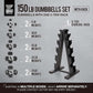 WF Athletic Supply Rubber Encased Hex Dumbbells with Rubber Grip Contoured Handle for Muscle Toning, Strength Building & Full Body Workout