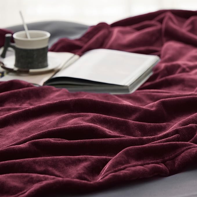 Bedsure Fleece Throw Blanket Burgundy Red - 300GSM Blankets for Couch, Sofa, Bed, Soft Lightweight Plush Cozy Throws for Toddlers, 50x60 inches